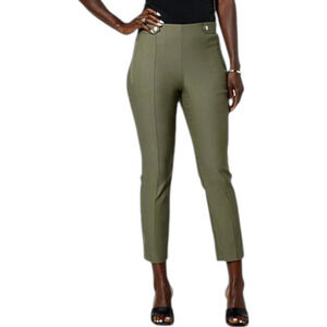 WynneCollection Women's Polished FlatterFIT Slim Crop Pant Olive Gray - Regular